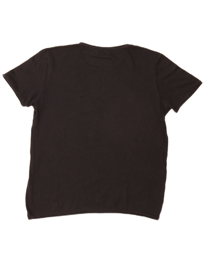 Zara Mens T-Shirt Top Large Black Cotton