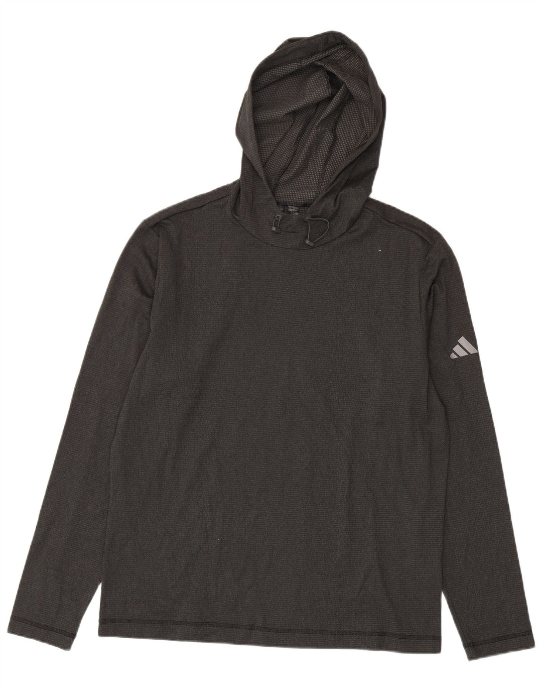 Adidas Herren-Kapuzenoberteil, langärmelig, mittelgraues Polyester