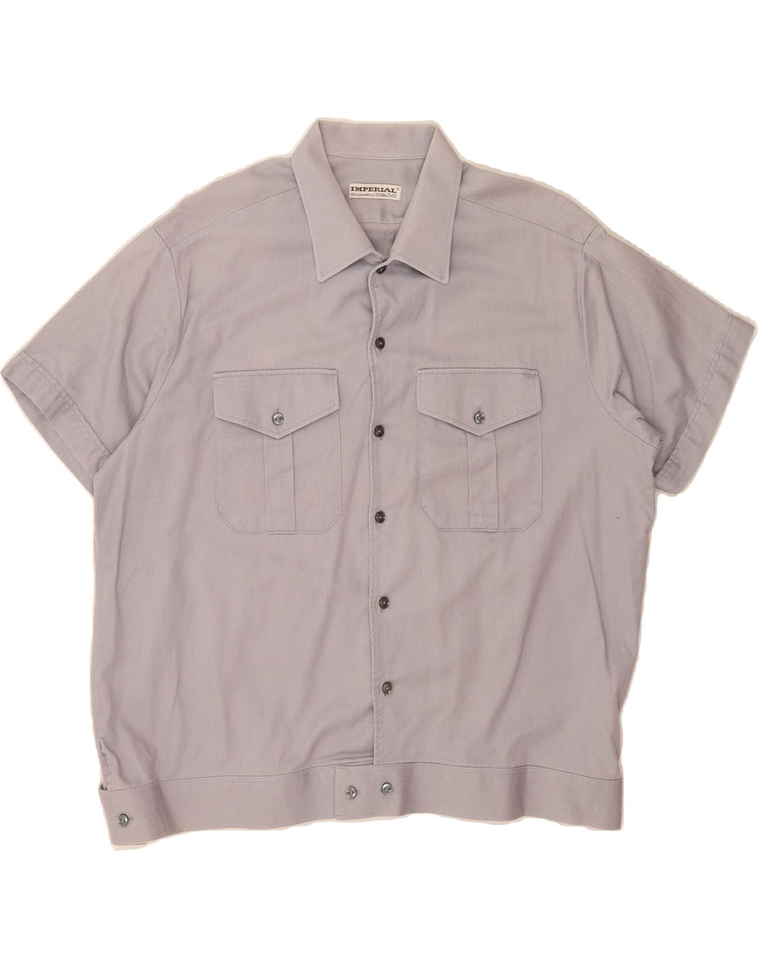 IMPERIAL Mens Short Sleeve Shirt Large Blue Cotton Vintage Imperial and Second-Hand Imperial from Messina Hembry 