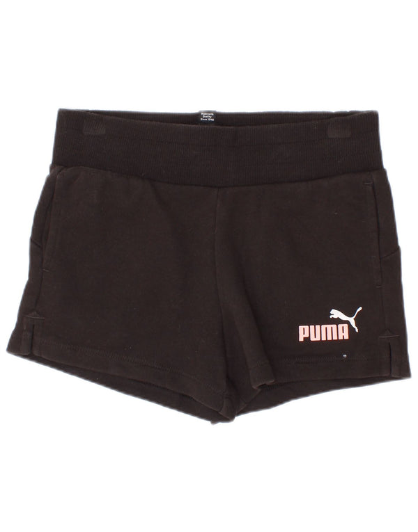 Shorts esportivos gráficos Puma para meninas 9-10 anos pretos