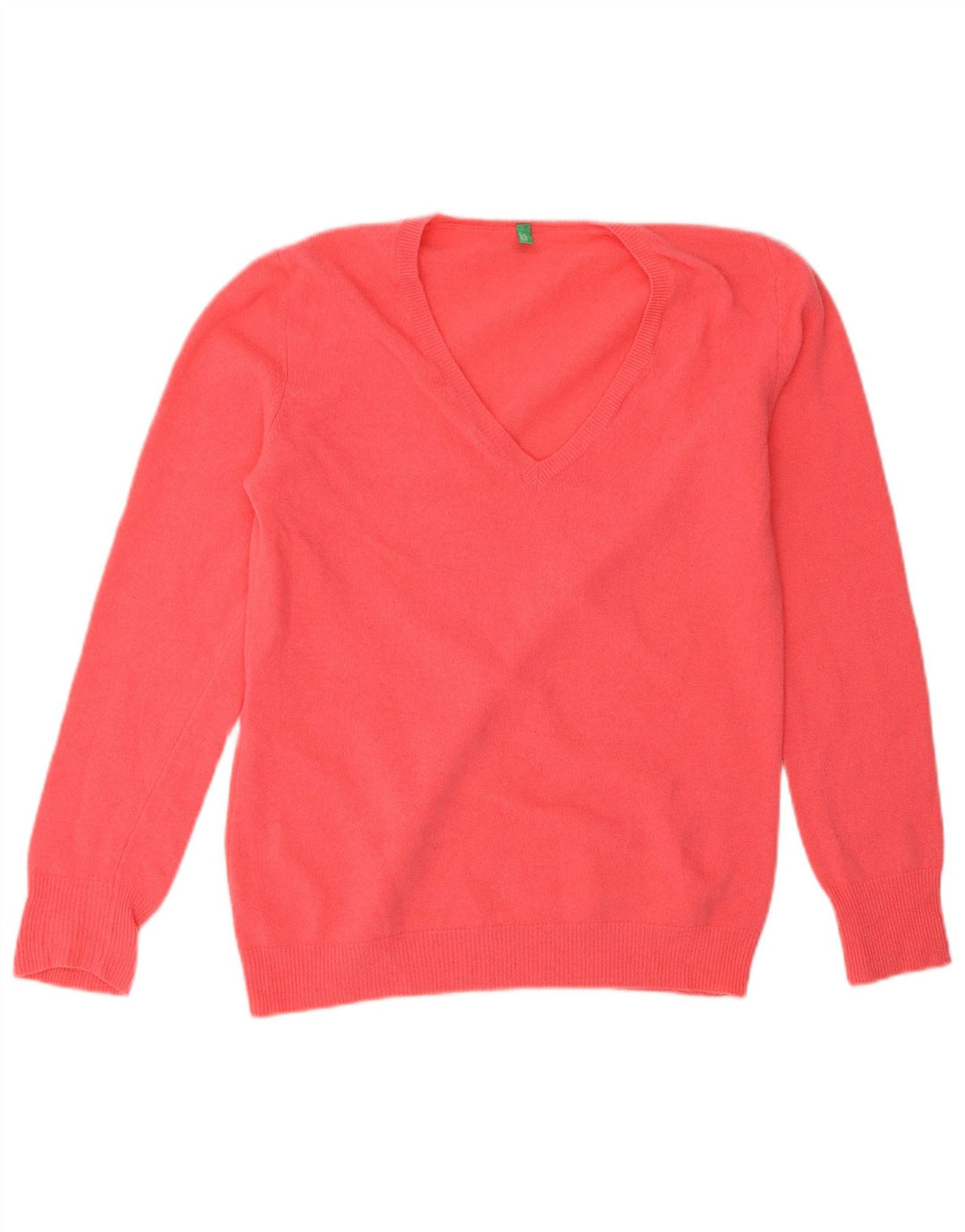 Benetton Damen-Pullover mit V-Ausschnitt, Gr. 12, Mittelrosa
