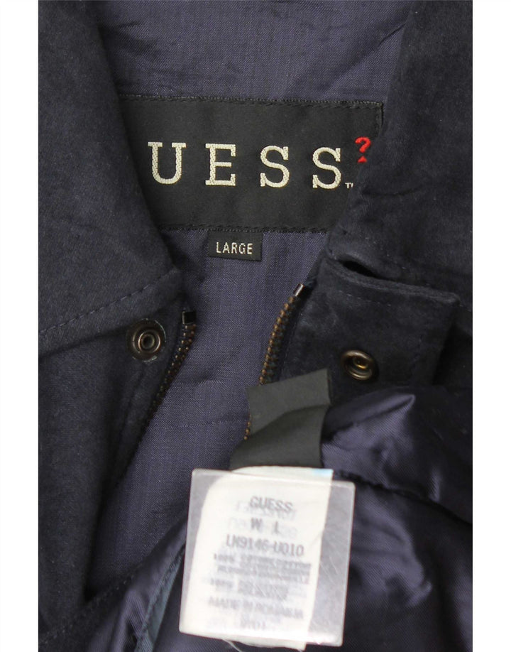 Guess Herren Bomberjacke UK 40 Große marineblaue Baumwolle