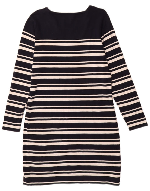 Gant Womens Long Sleeve Jumper Dress UK 14 Medium Navy Blue Striped