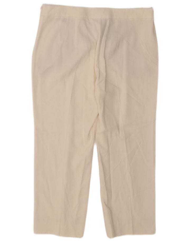 Massimo Dutti Womens Capri Trousers EU 42 Large W32 L23 White Viscose