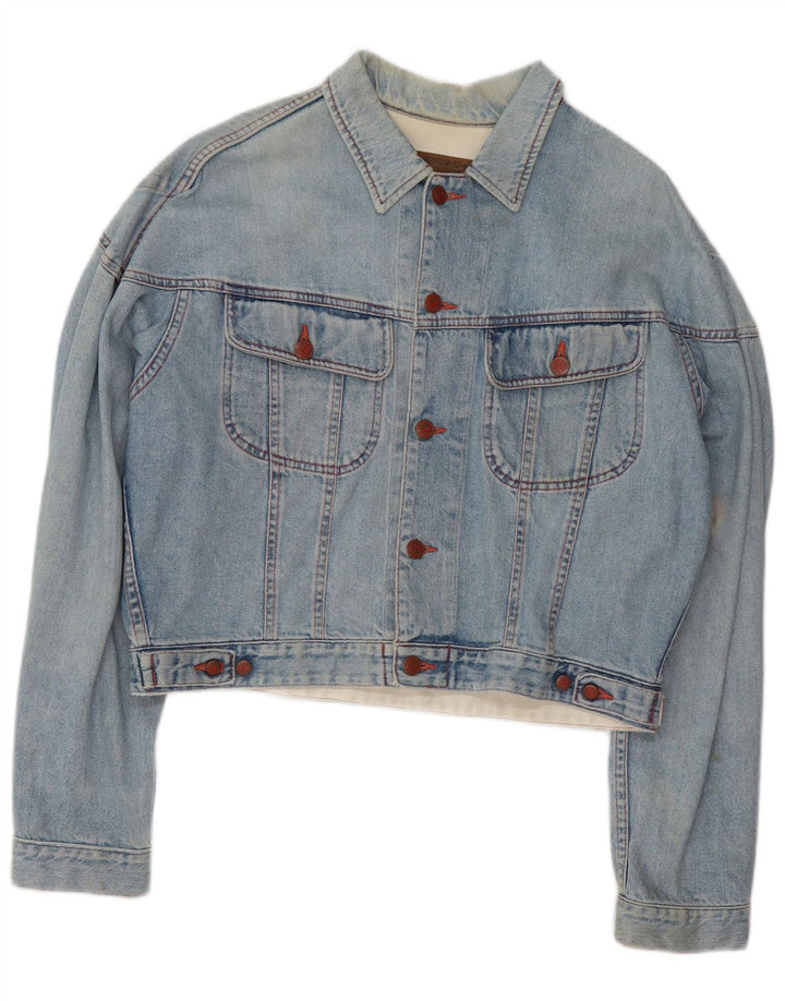 Benetton Veste En Jean Court Femme IT 48 XL Bleu Coton