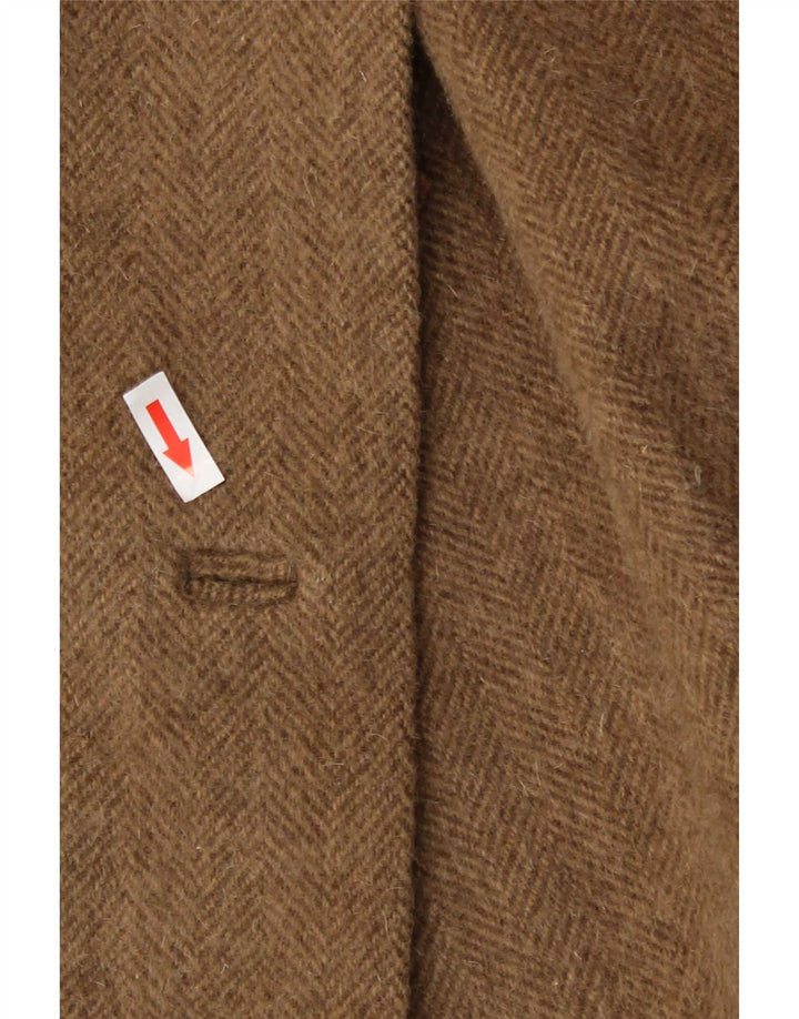 Cappotto doppiopetto vintage da donna UK 14 grande spina di pesce beige