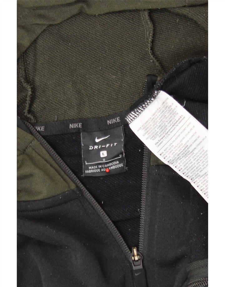 Nike hættetrøje med lynlås til mænd Large Black Colourblock Polyester