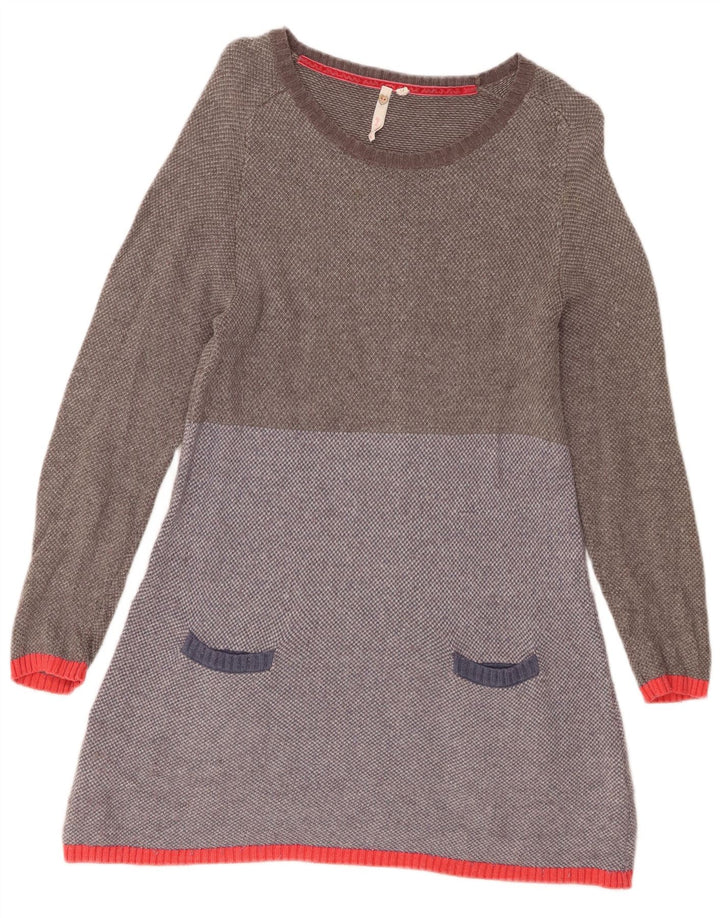WHITE STUFF Womens Jumper Dress UK 12 Medium Grey Colourblock Cotton