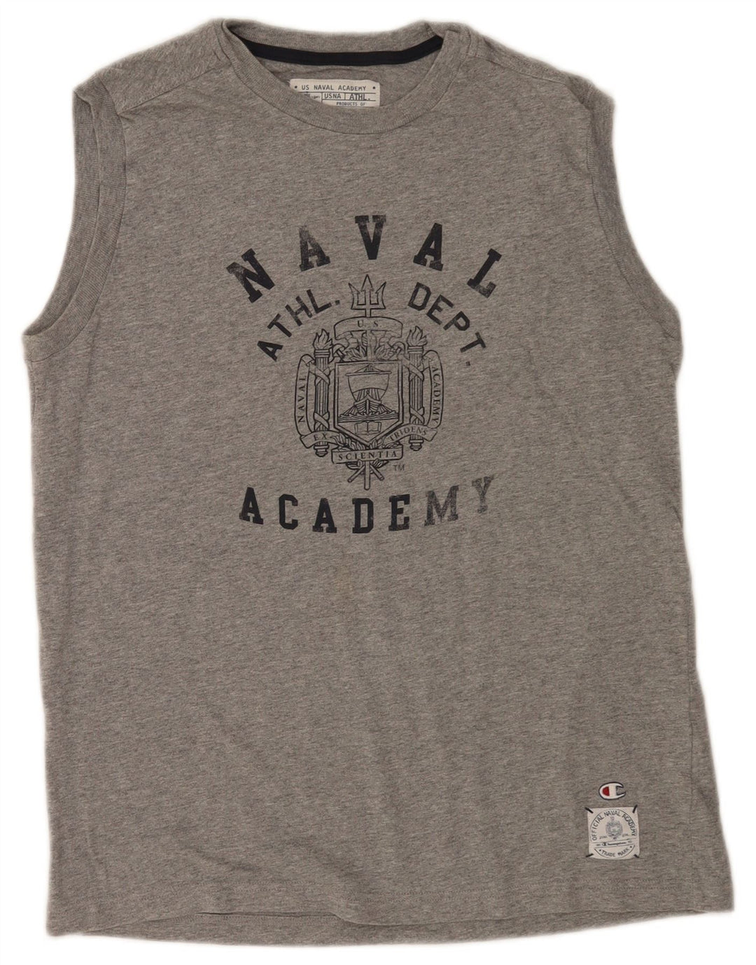 CHAMPION Mens Graphic Vest Top Large Grey Cotton