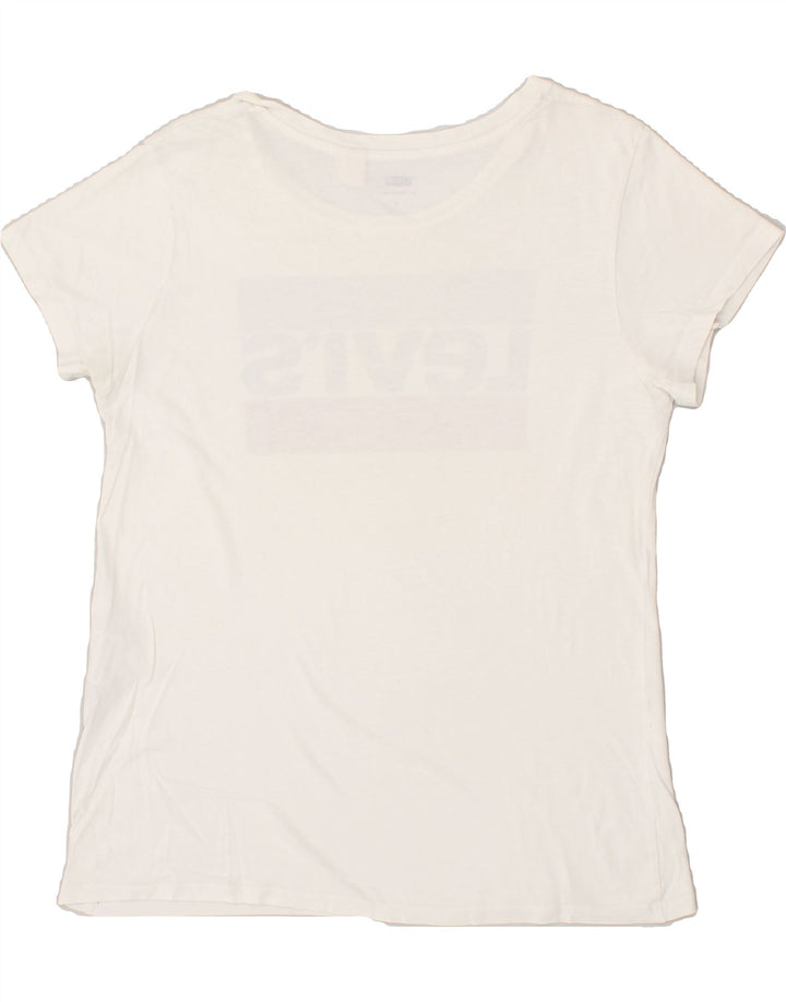 LEVI'S Womens Graphic T-Shirt Top UK 14 Medium White Cotton Vintage Levi's and Second-Hand Levi's from Messina Hembry 