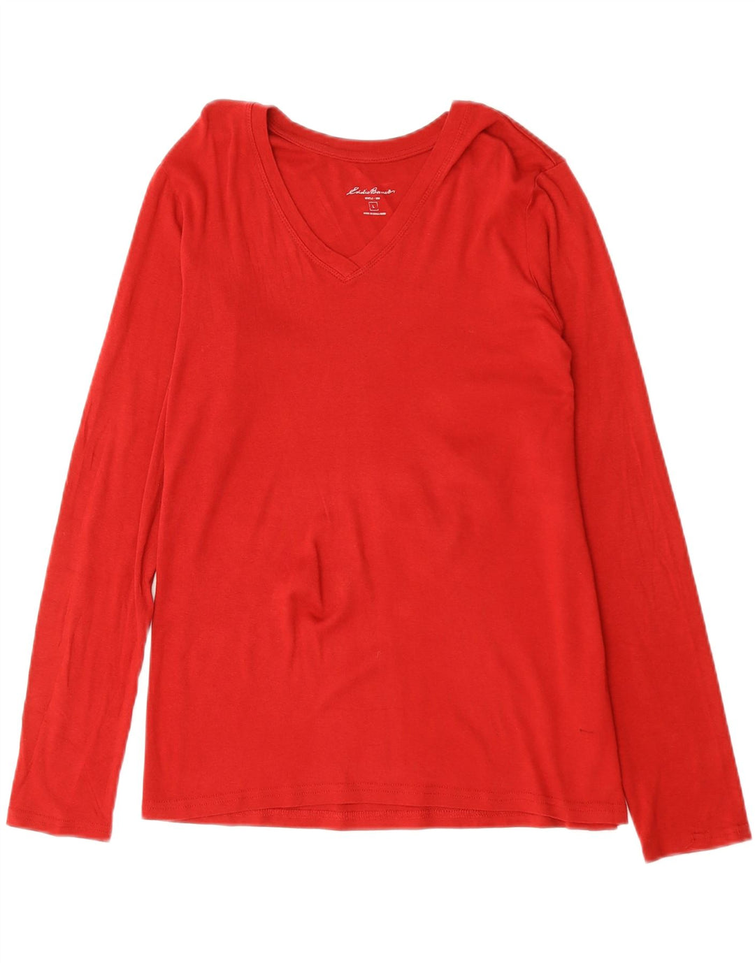 Eddie Bauer Womens Top Long Sleeve UK 16 Large Red Cotton
