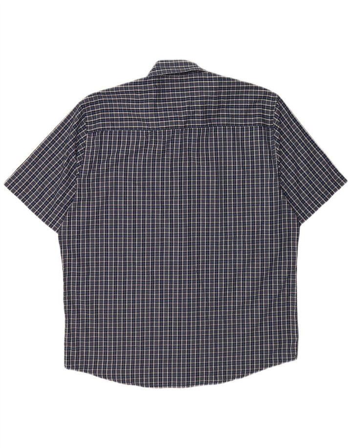 Pierre Cardin Mens Short Sleeve Regular Fit Shirt XL Blue Check Polyester