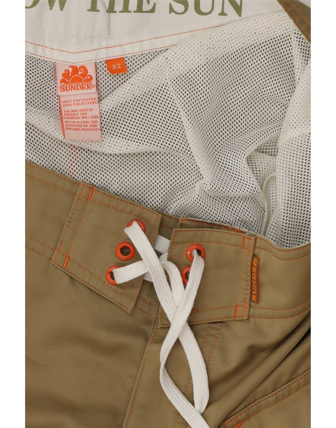 Sundek Mens Graphic Swimming Shorts Medium Beige Polyester