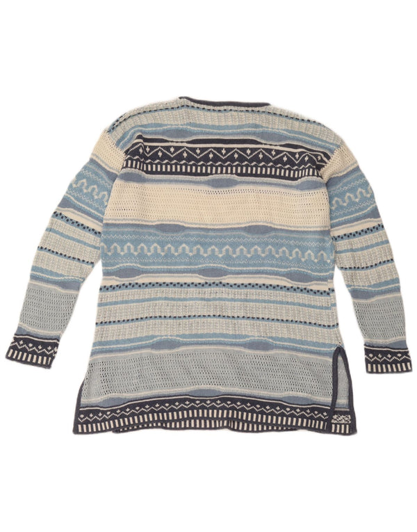 Maglione maglione vintage da donna con scollo a barca UK 12 a righe multicolori medie