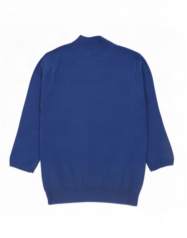 Zara Womens 3/4 Sleeve Turtle Neck Jumper Sweater UK 12 Medium Blue