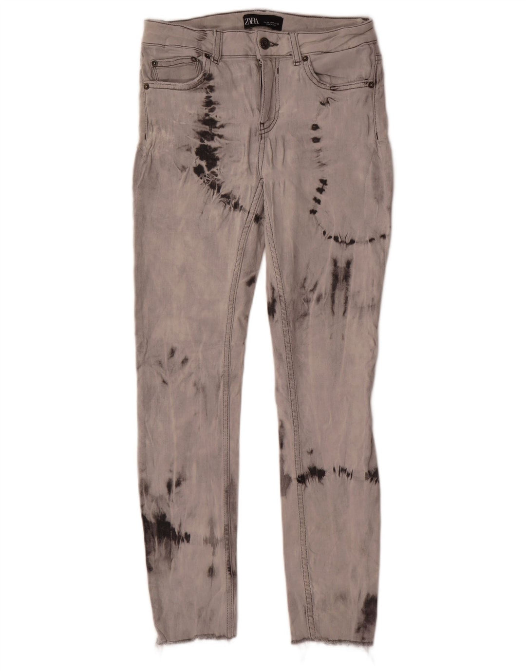 Zara Womens Slim Jeans EU 38 Small W28 L27 Grey Tie Dye