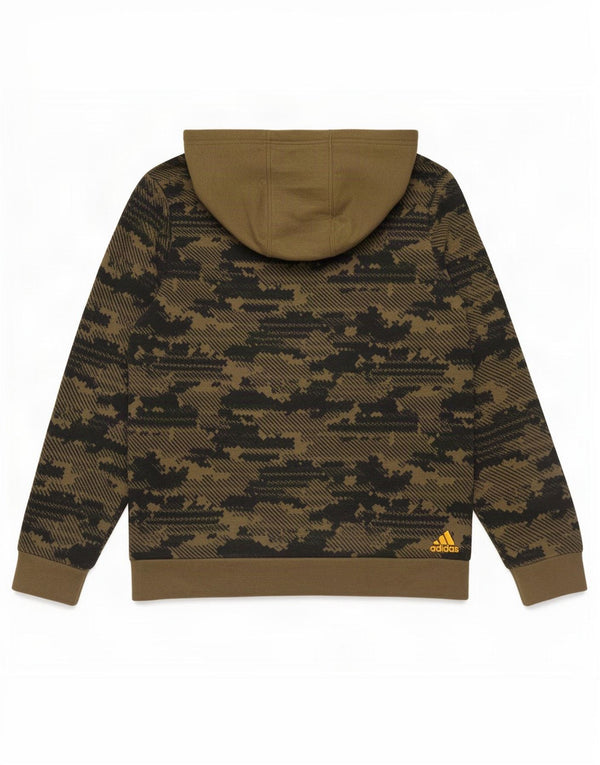 Adidas Boys Graphic Hoodie Jumper 13-14 Years Khaki Camouflage Cotton
