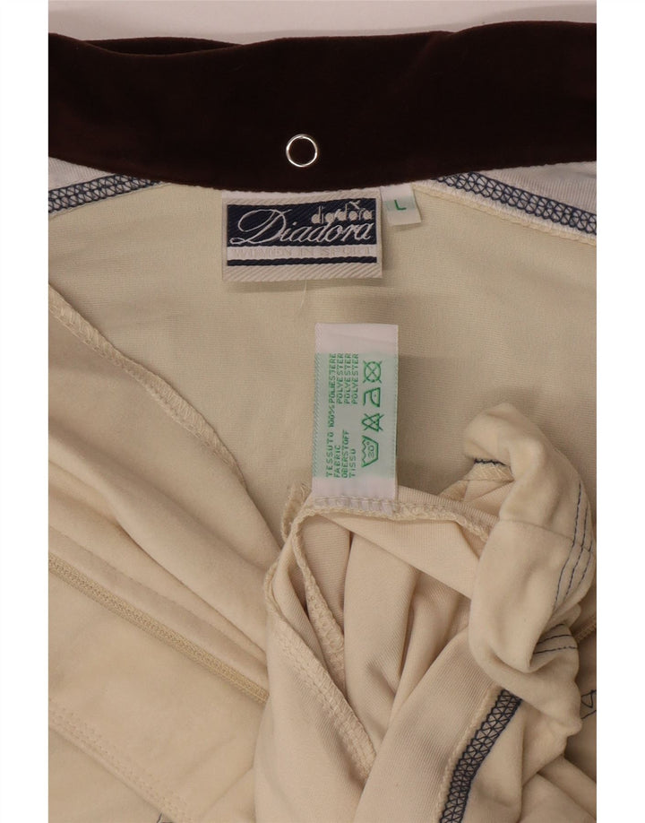 Giacca sportiva da donna con cappuccio Diadora Large Beige geometrica in poliestere