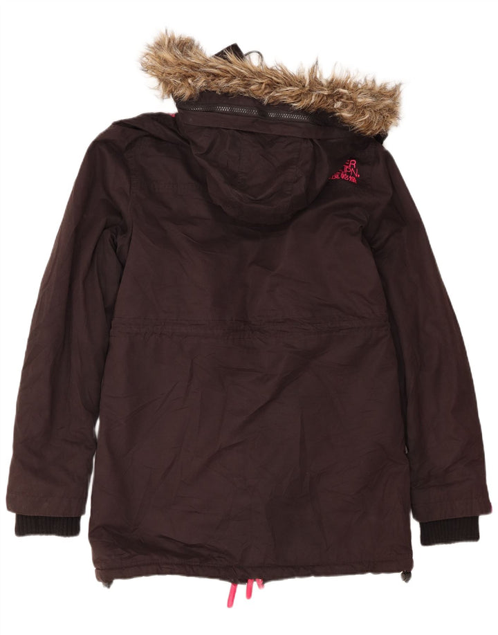 Superdry Parka à capuche Windcheater pour femme UK 14 Medium Noir