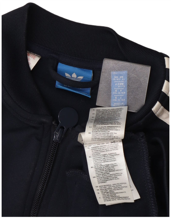 Giacca da tuta da ragazzo Adidas 15-16 anni in poliestere blu navy