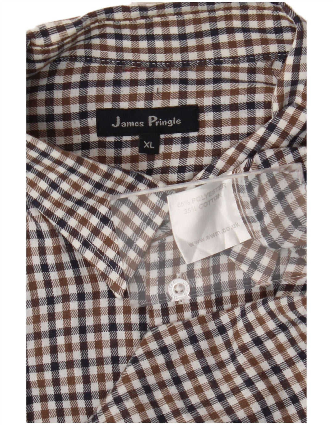 James Pringle Chemise Homme XL Marron Carreaux Polyester