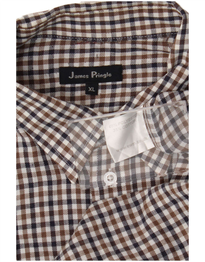 James Pringle Chemise Homme XL Marron Carreaux Polyester