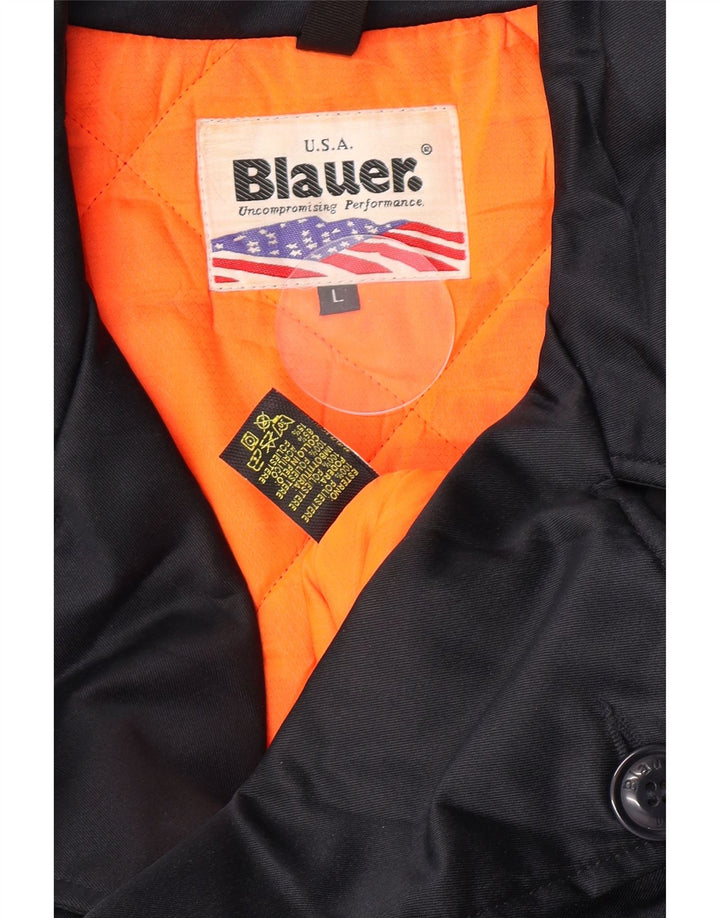 Blauer Mens Double Breasted Coat UK 40 Large Navy Blue Polyester