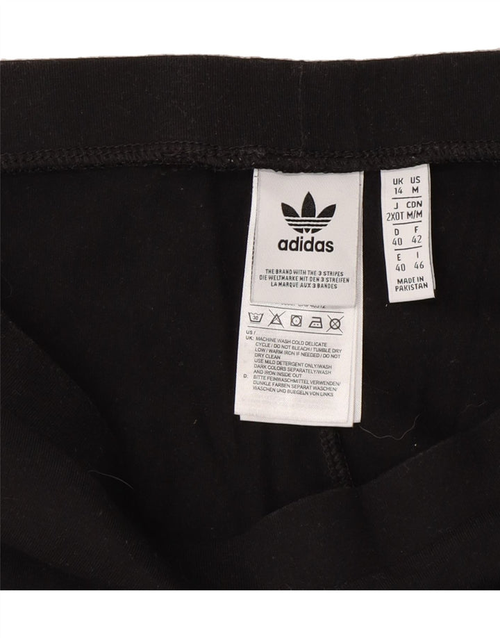 ADIDAS Womens Graphic Leggings UK 14 Medium Black Cotton Vintage Adidas and Second-Hand Adidas from Messina Hembry 
