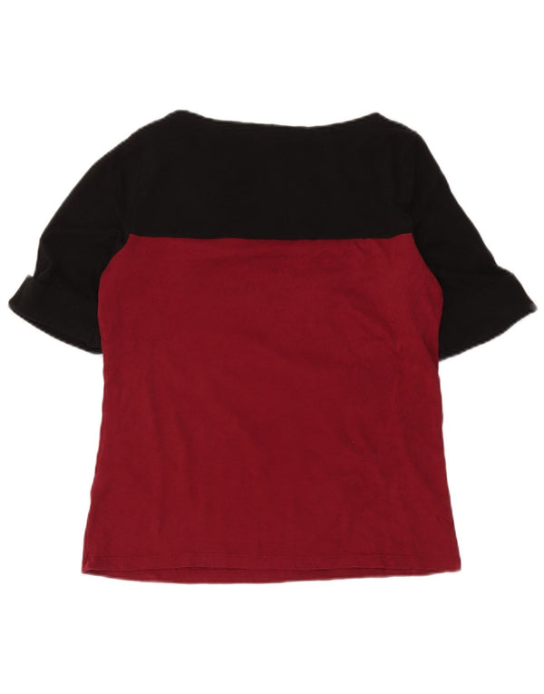 Ralph Lauren Dame T-Shirt Top UK 18 XL Burgundy Colourblock Bomuld