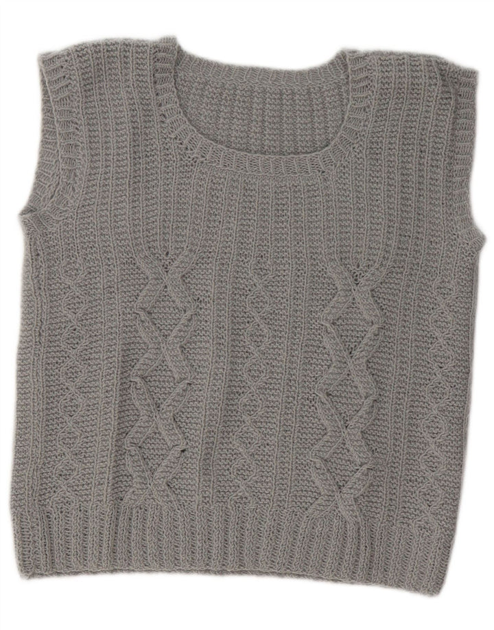 Vintage Womens Vest Tank Top UK 14 Medium Grey