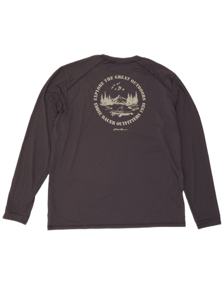 EDDIE BAUER Herren Grafik-Top Langarm XL Grau Polyester