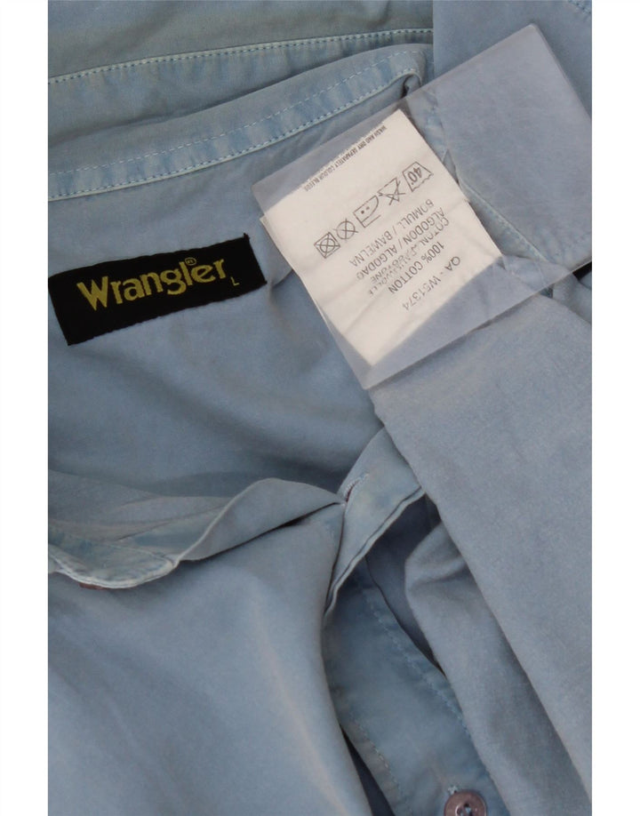 WRANGLER Mens Shirt Large Blue Cotton