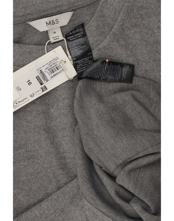 Marks & Spencer Damen T-Shirt Top UK 16 Large Grau Polyester