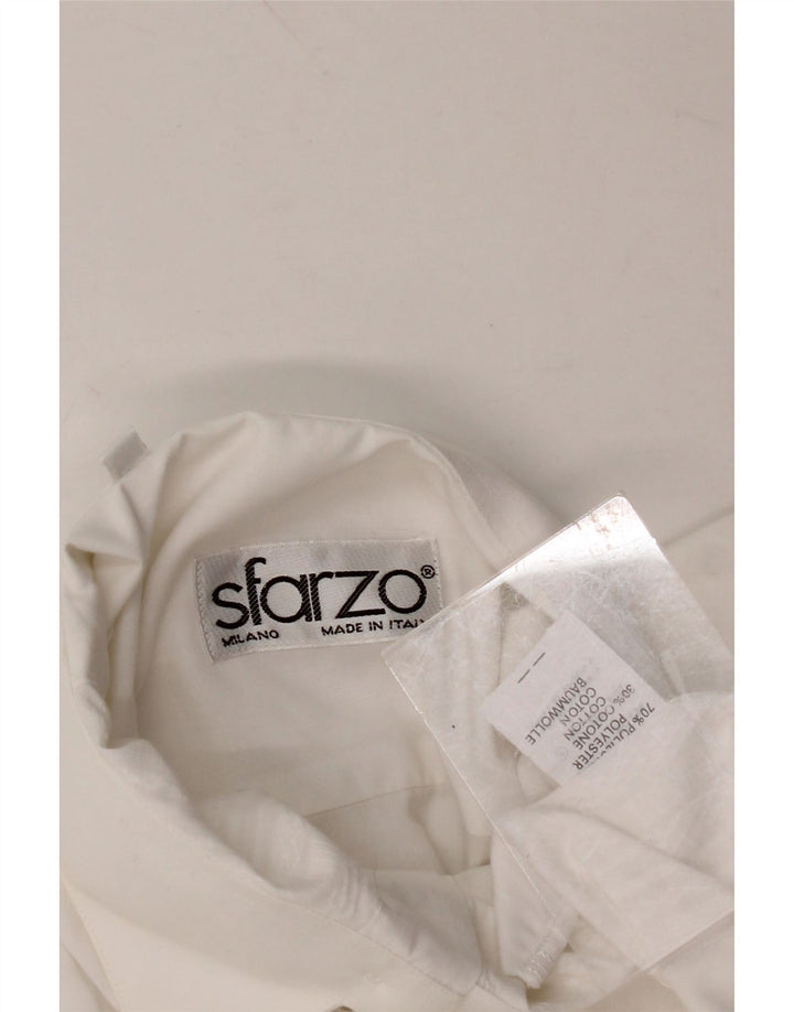 SFARZO Mens Formal Shirt Medium White Cotton