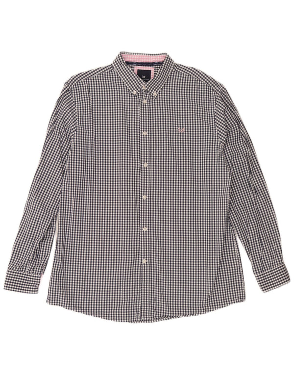 Crew Clothing Mens Classic Fit Shirt XL Navy Blue Gingham Cotton