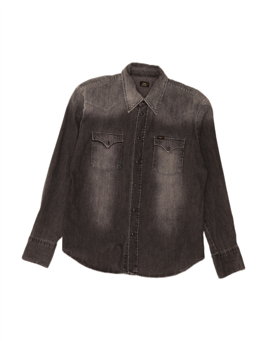 LEE Mens Denim Shirt Large Grey Cotton