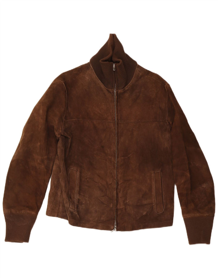 Massimo Rebecchi Giubbotto Bomber in Pelle Scamosciata da Uomo IT 50 Large in Pelle Marrone