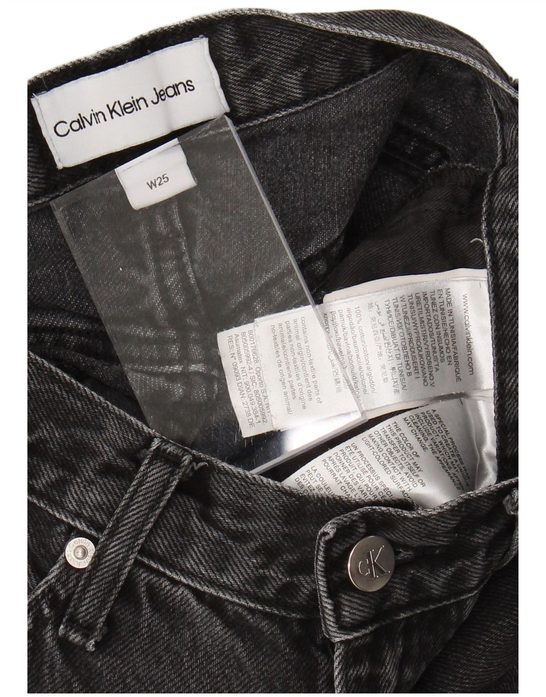 CALVIN KLEIN Womens Slim Jeans W25 L27 Black Cotton
