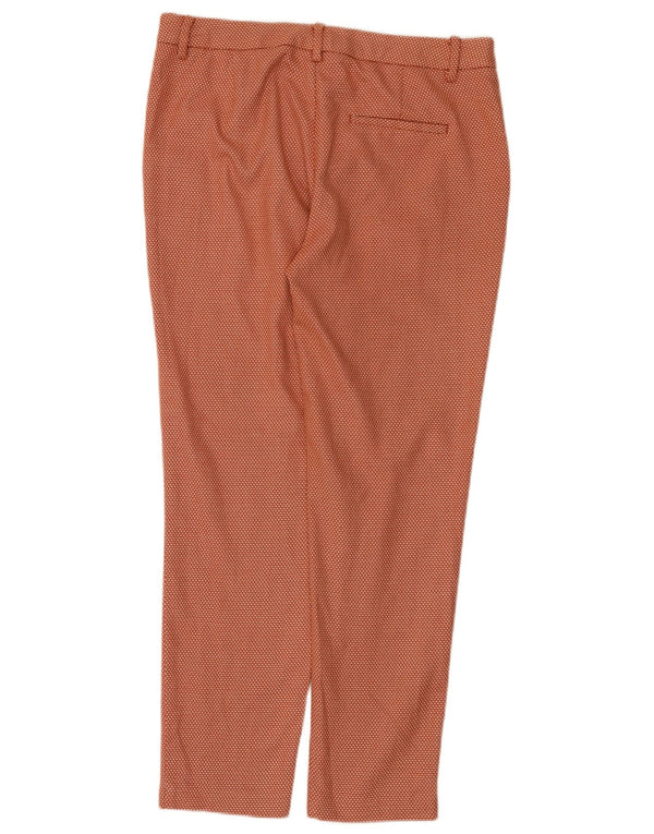 Zara Pantalon Chino Slim Femme EU 38 Small W28 L28 Orange Géométrique