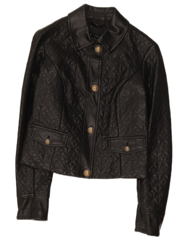 Guess Chaqueta corta de piel sintética para mujer US 2 XS Polietileno negro