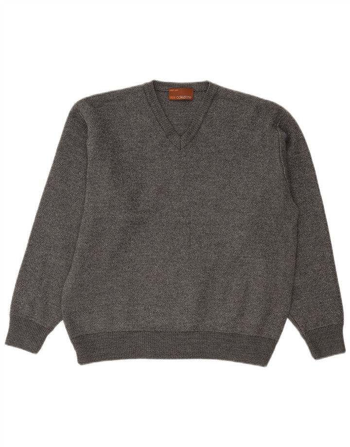 Marks & Spencer Womens V-Neck Jumper Sweater UK 16 Large Grey Flecked