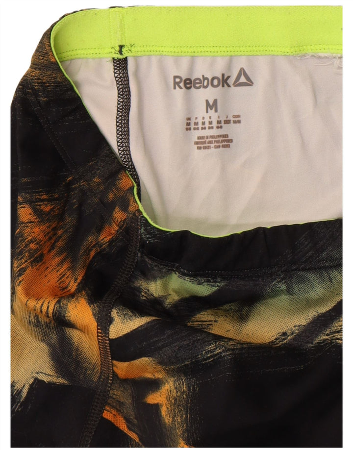 Reebok Womens Abstract Pattern Leggings UK 12/14 Medium Schwarz
