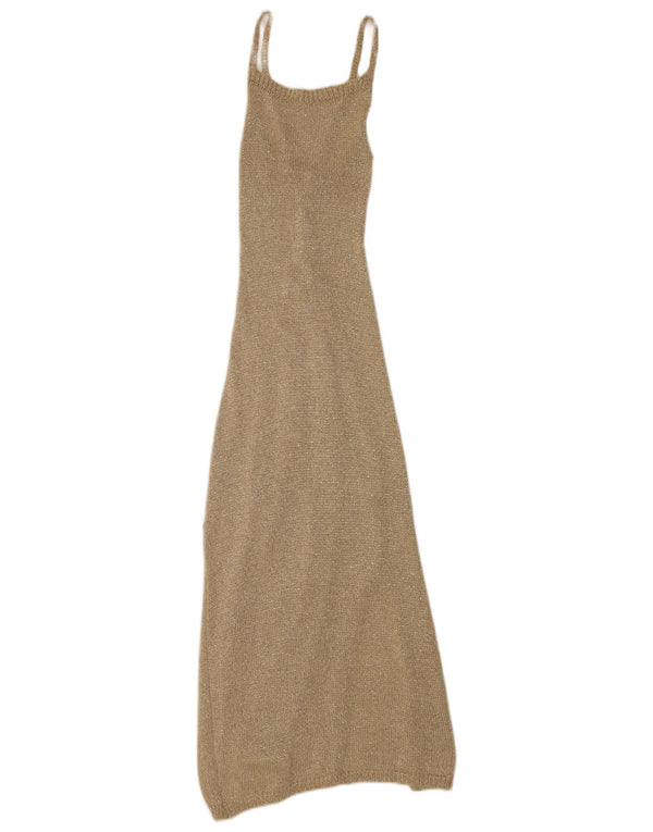 Vintage Damen Ärmelloses Pulloverkleid UK 4 XS Beige meliert