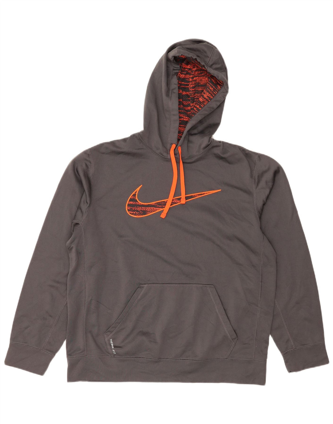 Nike Mens Therma-Fit Graphic Hoodie Jumper Large Grey Polyester