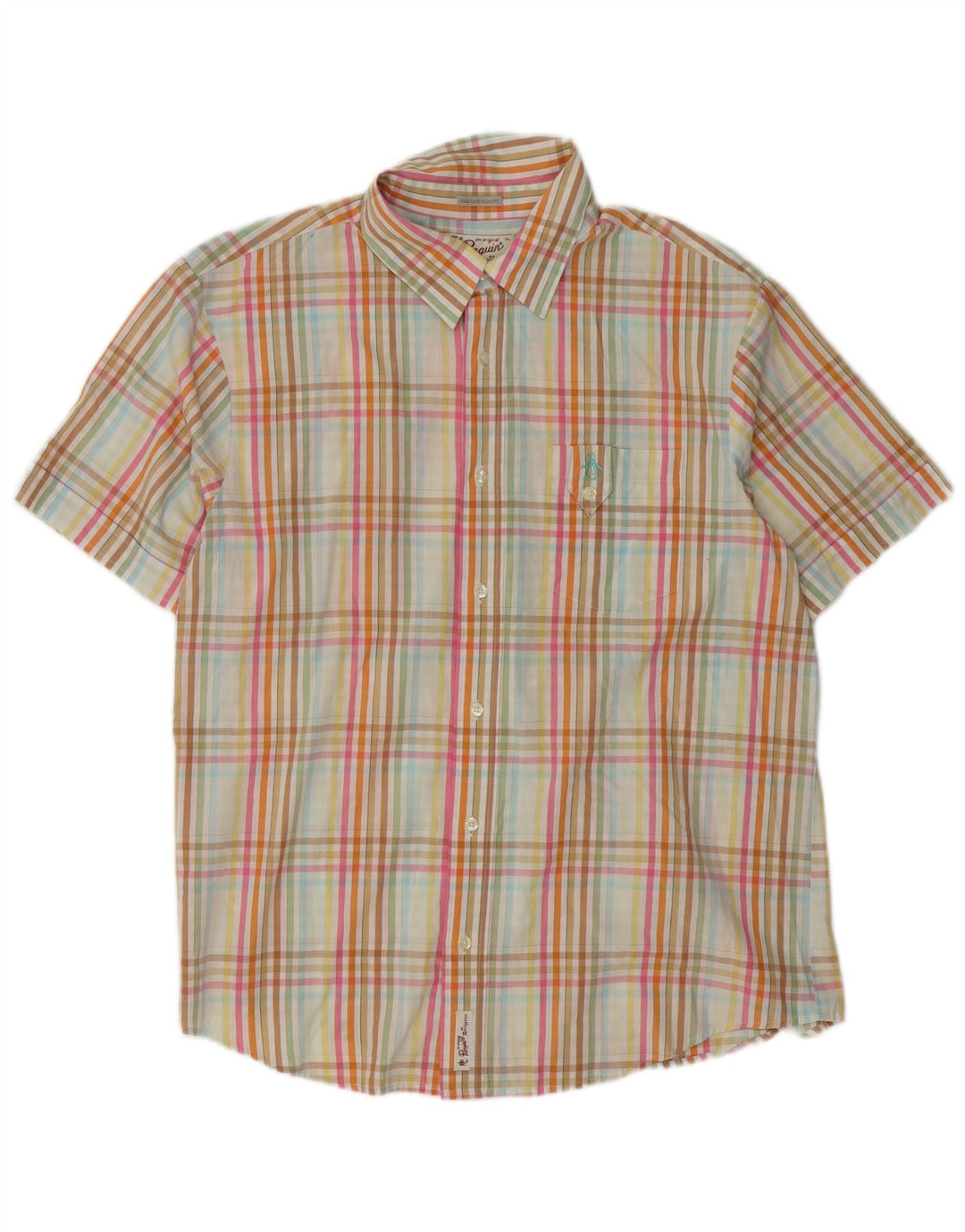 Penguin Mens Heritage Short Sleeve Slim Fit Shirt XL Multicoloured Check
