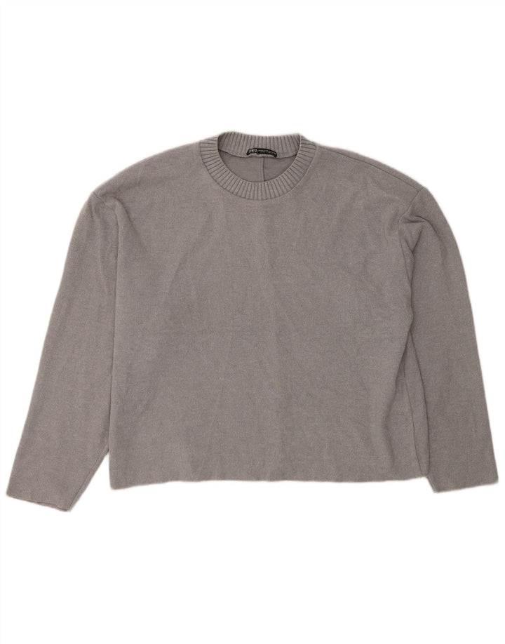 Zara Damen-Blusenoberteil mit lockerer Passform, UK 14, Mittelgrau