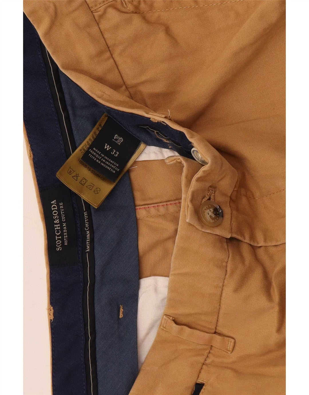 Scotch & Soda Mens Chino Shorts W33 Medium Beige Cotton
