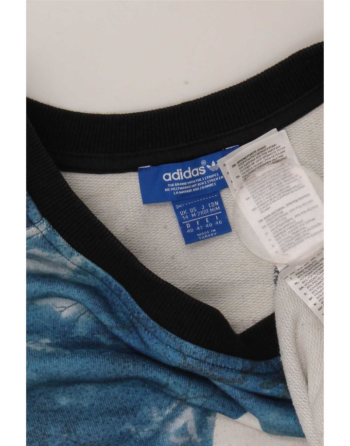 Adidas Womens Graphic Sweatshirt Jumper UK 14 Large Blue Tie Dye Polyester