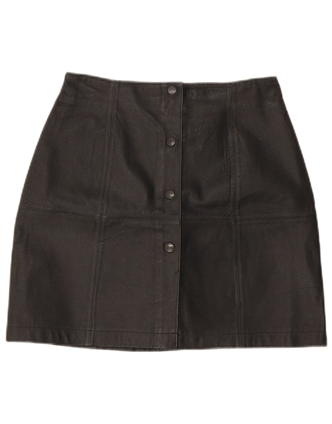 Vintage Womens Mini Leather Skirt W25 XS Black Leather