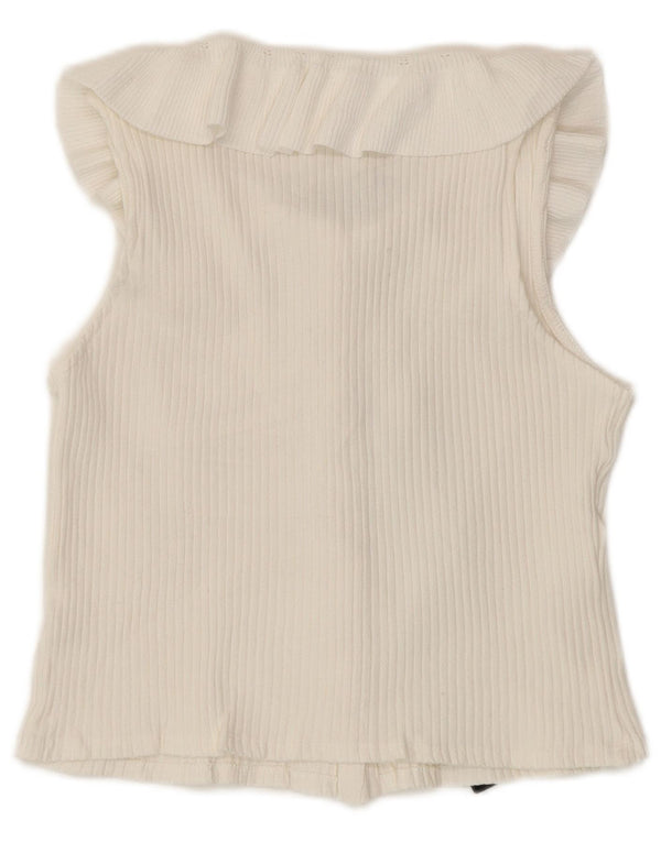 Zara Chemisier sans manches pour femme UK 8 Small Blanc